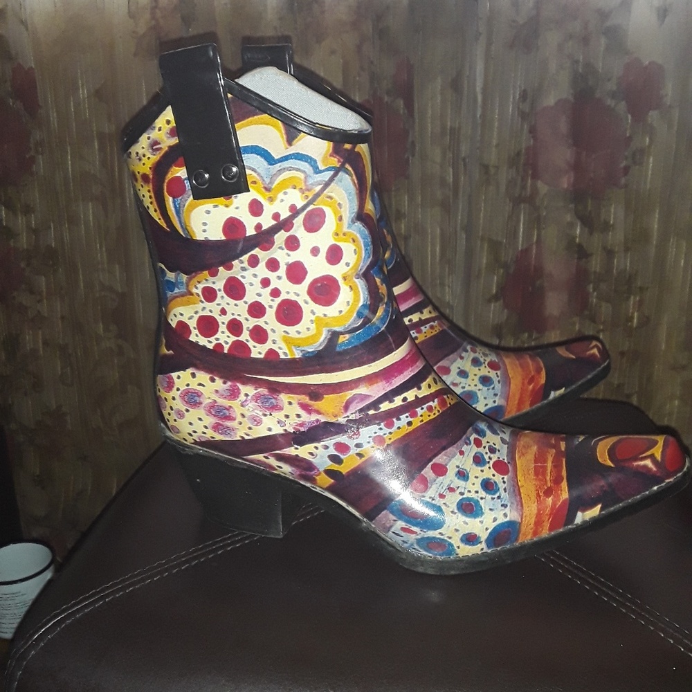 Nomad Rain Boots Womens Yippy Low Cowboy Abstract